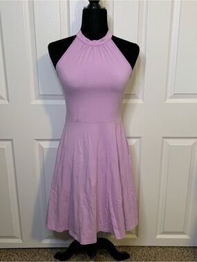 Lavender Sleeveless Halter A-Line Dress